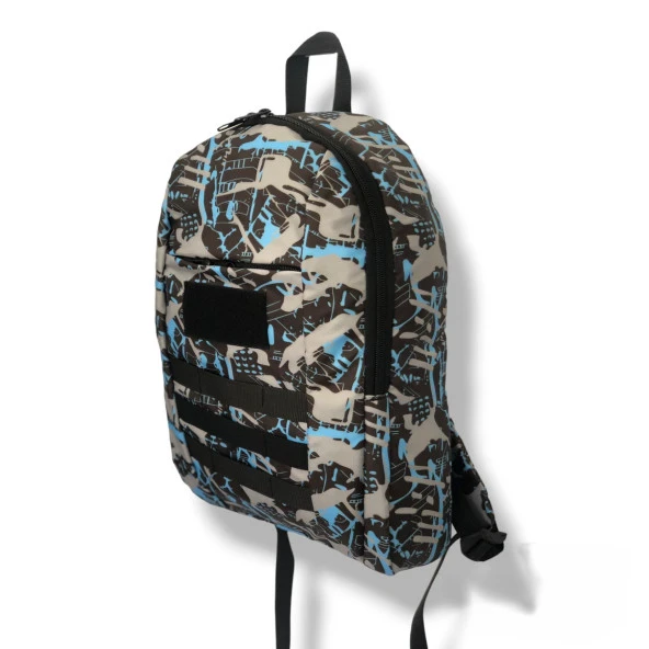 Balp Modern Tasarım Mavi Renk Askeri Desenli Hem Sırt Hem Laptop Çantası
