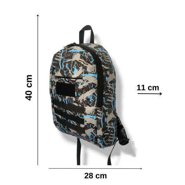 Balp Modern Tasarım Mavi Renk Askeri Desenli Hem Sırt Hem Laptop Çantası - 2