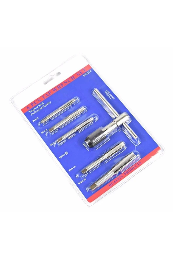 -6 Adet Metrik Vidalı Kılavuz T Şeklinde Anahtar Diş Açma Seti Seti M6 M7 M8 M10 M12 ürün görseli