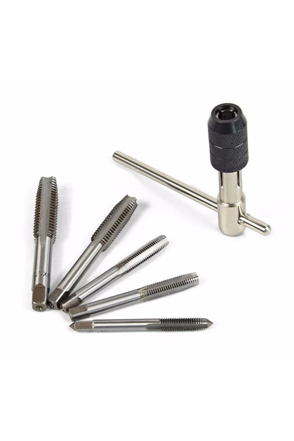 -6 Adet Metrik Vidalı Kılavuz T Şeklinde Anahtar Diş Açma Seti Seti M6 M7 M8 M10 M12 - Resim 2