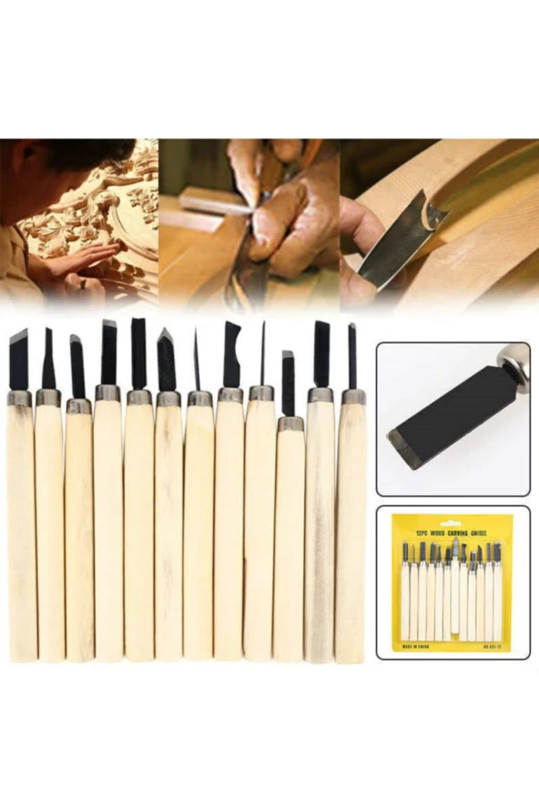 Ahşap Oyma Hobi Heykel Kalem Set 12 Parça