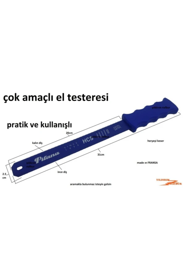 Çok Amaçlı Demir Ahşap Iki Yüzlü Fransa Malı Kalite El Testeresi - 2