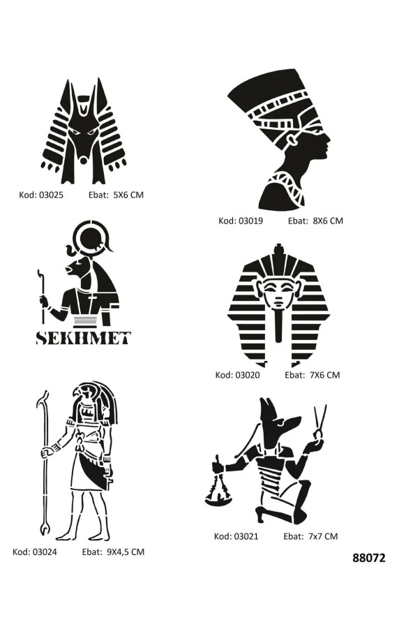 Antik Mısır Tanrıları Geçici dövme Şablon Seti Sadece Desen
