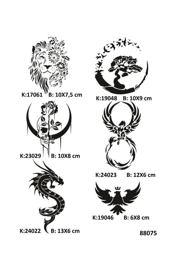 Vahşi Güzellikler Geçici Dövme Kalıpları Seti Spreysiz