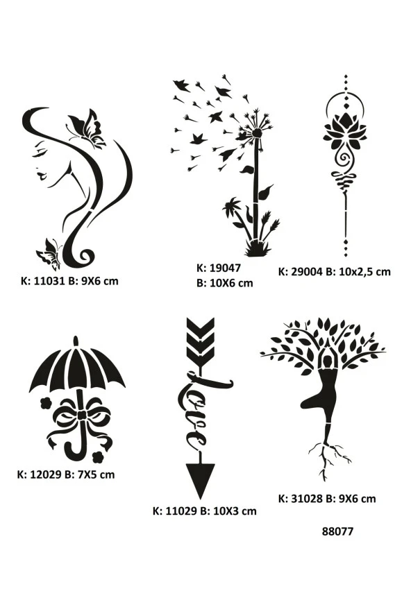 Zarif Kadın Geçici Dövme Kalıpları Seti Spreysiz ürün görseli 1