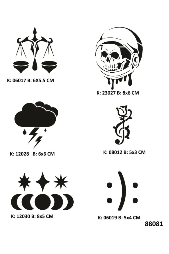 Gökyüzünün Adaleti Geçici Dövme Şablonları Seti Spreysiz