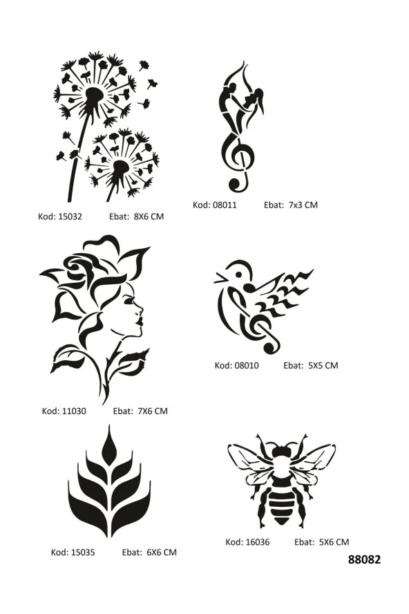 Müzik Ve Doğa Geçici Dövme Şablonları Seti Spreysiz