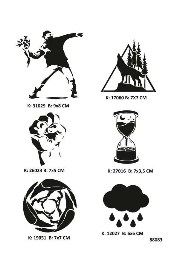 Dik Duruş Geçici Dövme Stencil Seti Spreysiz