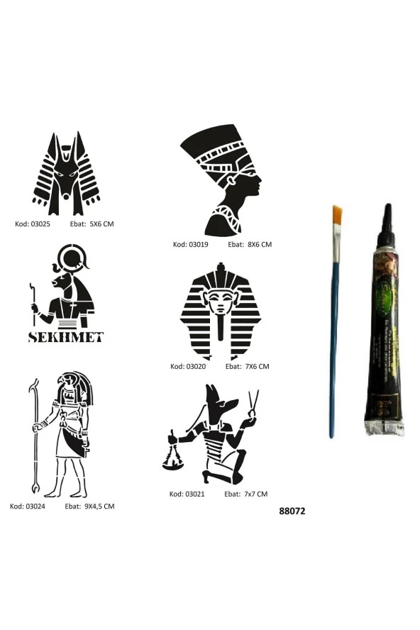 Antik Mısır Tanrıları Hint Kınasıyla Geçici dövme Seti Fırça Hediyeli