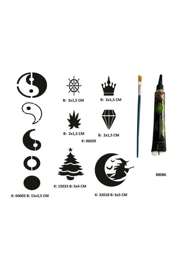 Minimal Parmak ve Sırt Serisi Tüp Kına ve Fırça hediyeli Tattoo Geçici Dövme Seti