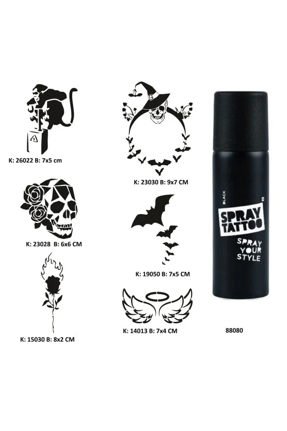 Sıradışı Hayatlar Spray Tattoo Geçici Dövme Seti Dark Sprey Dövme Kiti