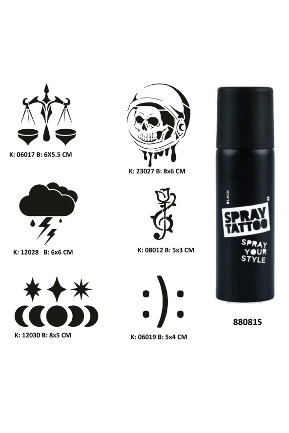 Gökyüzünün Adaleti Spray Tattoo Geçici Dövme Seti Dark Sprey Dövme Kiti