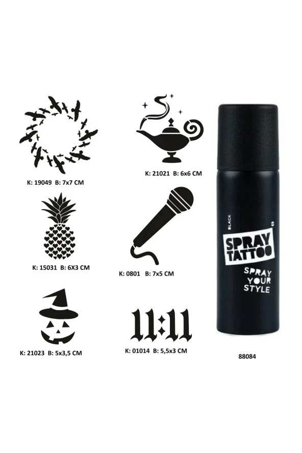 Hayalperest Modeller Spray Tattoo Geçici Dövme Seti Dark Sprey Dövme Kiti