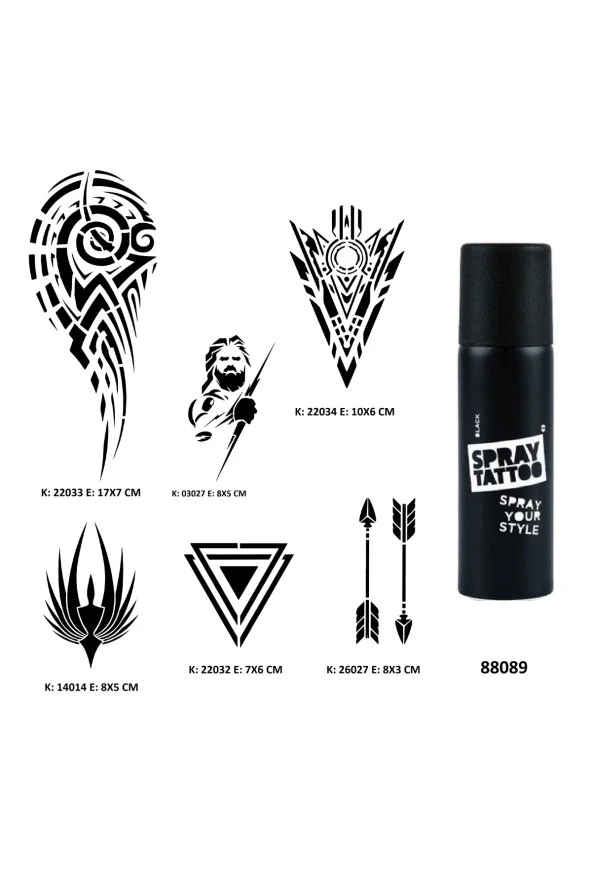Tribal Kol Spray Tattoo Geçici Dövme Seti Dark Siyah Sprey