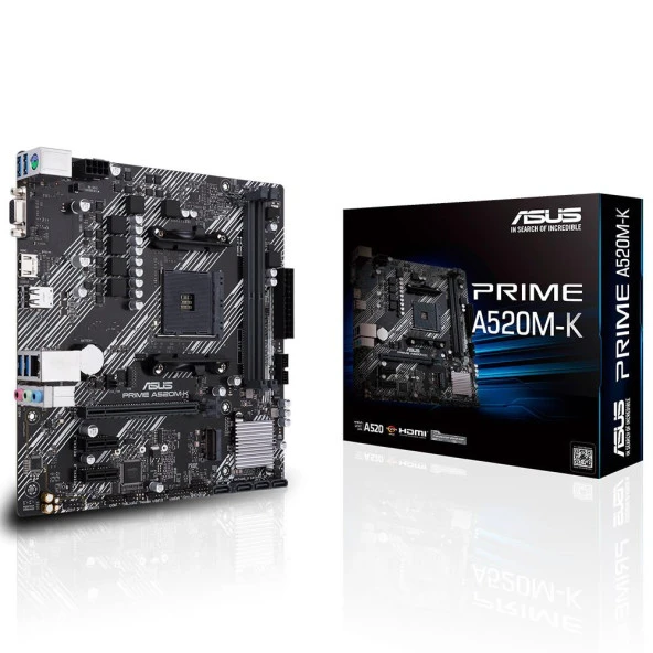 Asus PRIME A520M-K AMD A520 DDR4 USB3.2 HDMIVGA PCI 3.0 AM4 Anakart