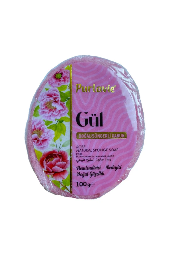 Doğal Süngerli Sabun Gül 100g