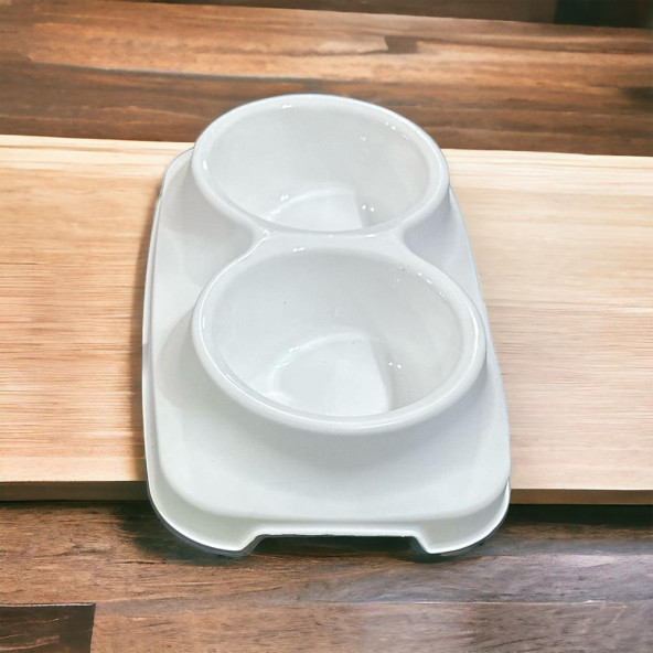 2 bölmeli 1 litre kedi köpek mama ve su kabı - 2