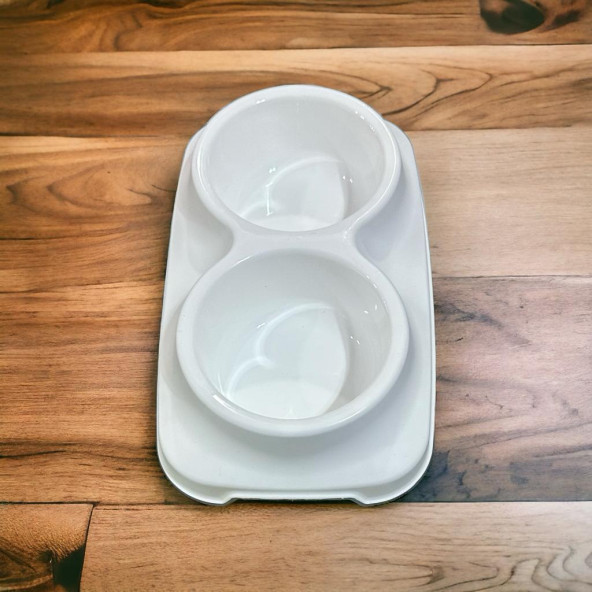 2 bölmeli 1 litre kedi köpek mama ve su kabı - 6