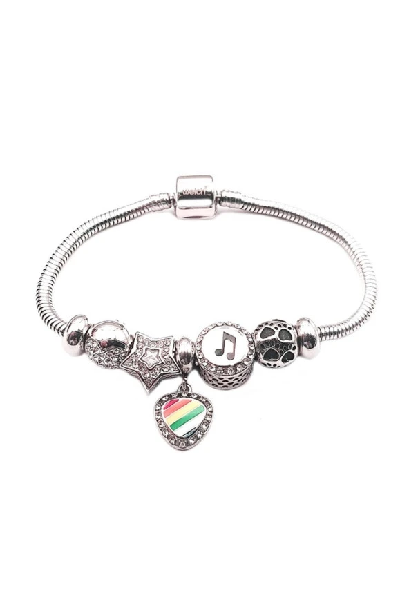 @UzunAciklama Çelik Yıldızlı Charm Bileklik