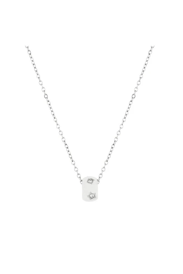 Welch Çelik Minimal Taşlı Top Kolye - 1