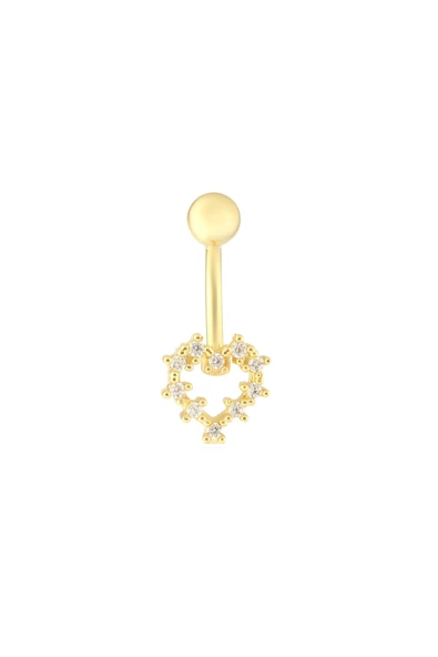Çelik Taşlı Kalpli Göbek Piercing