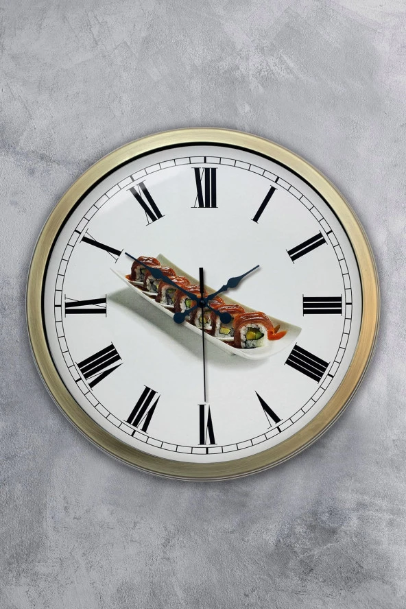 40 cm Eskitme Metal Sushi Duvar Saati
