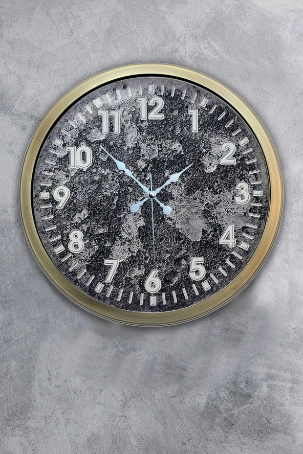 Hediyelik 40 Cm Eskitme Metal Kreter Duvar Saati