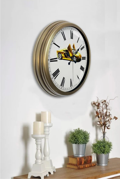 Dream Gift Eskitme Metal Araba Duvar Saati - Resim 4