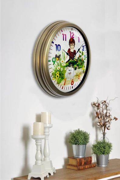 Dream Gift 40 cm Eskitme Metal Çocuk Duvar Saati - 4
