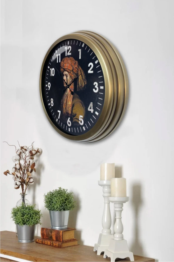Hediyelik 40 cm Eskitme Metal Osmanlı Duvar Saati
