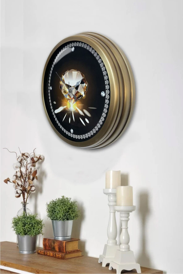 40 Cm Eskitme Metal Elmas Duvar Saati