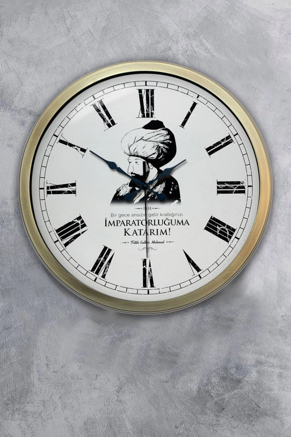 Hediyelik 40 Cm Eskitme Metal Fatih Sultan Mehmet Duvar Saati