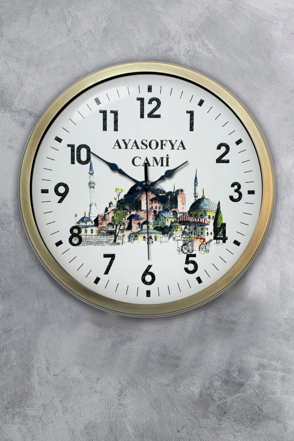 40 cm Eskitme Metal Ayasofya Cami Duvar Saati