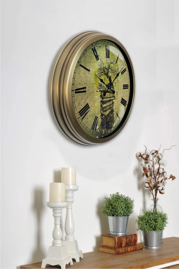 Dream Gift Hediyelik 36 Cm Eskitme Metal Kitap Duvar Saati - 2