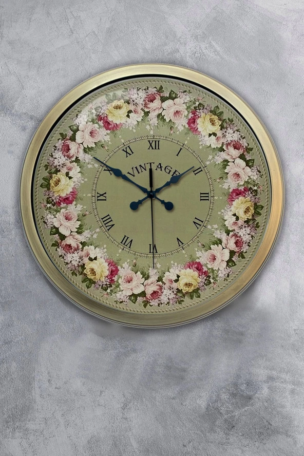 40 Cm Eskitme Metal Vintage Duvar Saati