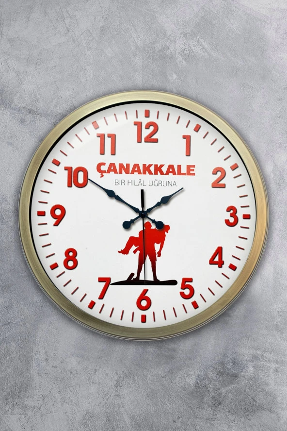 40 Cm Eskitme Metal Çanakkale Anısına Duvar Saati