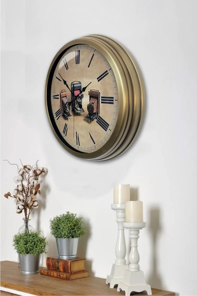 Dream Gift 40 Cm Eskitme Metal Fotoğraf Makinası Duvar Saati - 3