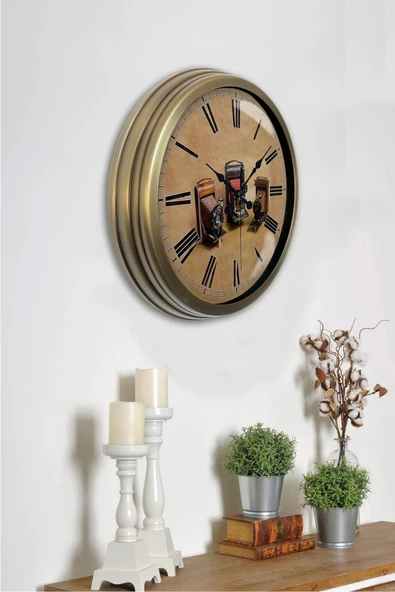 Dream Gift 40 Cm Eskitme Metal Fotoğraf Makinası Duvar Saati - 2