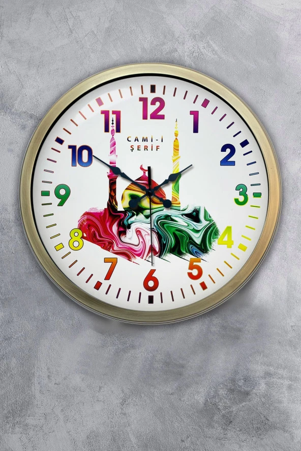 40 Cm Eskitme Metal Cami Şerif Hediyelik Duvar Saati