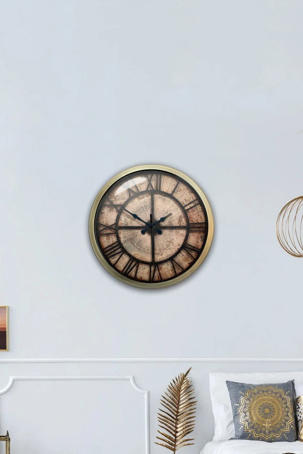 40 Cm Eskitme Metal Antique Hediyelik Duvar Saati