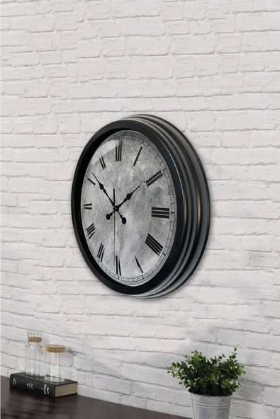 AİB STORE Hediyelik 40 Cm Siyah Metal Kreter Duvar Saati - 3