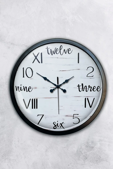 AİB STORE Hediyelik 40 Cm Siyah Metal Matematik Duvar Saati