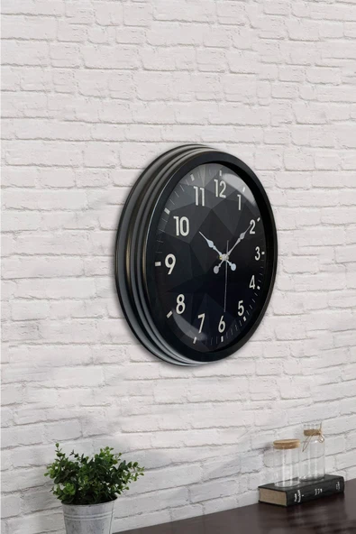 AİB STORE Dekoratif Hediyelik 40 Cm Siyah Metal Modern Tasarım Duvar Saati - 4