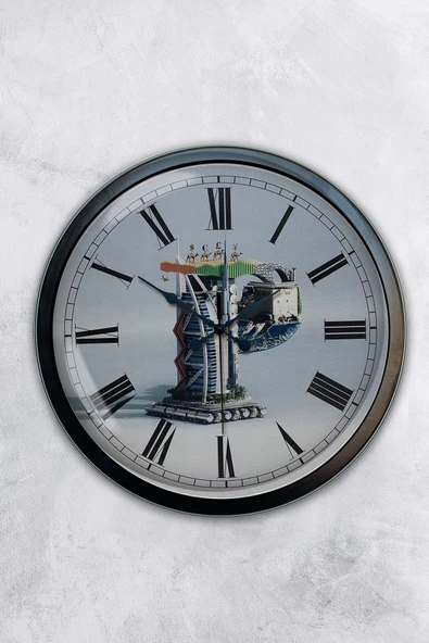AİB STORE Hediyelik 40 Cm Siyah Metal Para Duvar Saati