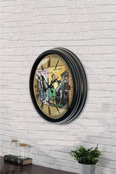 AİB STORE 40 Cm Siyah Metal Peşin Satan Duvar Saati - 3