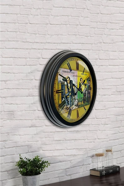 AİB STORE 40 Cm Siyah Metal Peşin Satan Duvar Saati - 2