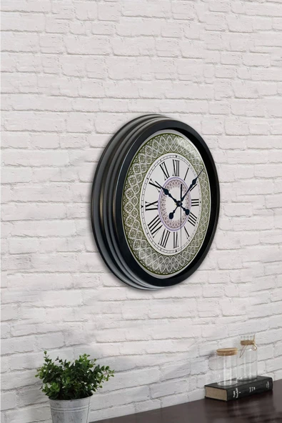 AİB STORE 40 Cm Siyah Metal Roma Rakamlı Duvar Saati - 2