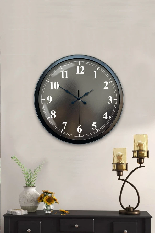 Hediyelik 40 Cm Siyah Metal Siyah Duvar Saati - Resim 2