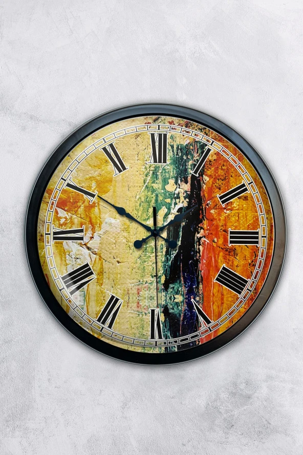Hediyelik 40 Cm Siyah Metal Sanat Duvar Saati