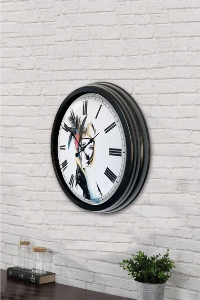 AİB STORE Hediyelik 40 Cm Siyah Metal Sanatsal Duvar Saati - 3